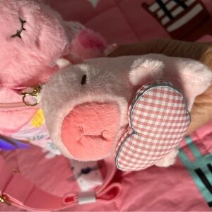 Pink Plush Piggy Coin Purse